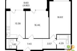 2-к квартира, 70.6 м, 10/16 эт.