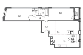 Продажа 3-комнатной квартиры 105 м², 8/17 этаж   Новостройка