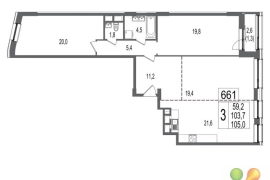 Продажа 3-комнатной квартиры 105 м², 10/17 этаж   Новостройка